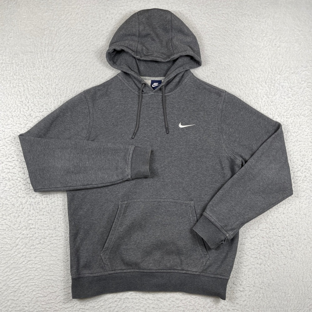 Nike Hoodie Mens Large Grey Pullover Sportswear Club Fleece Swoosh Logo
